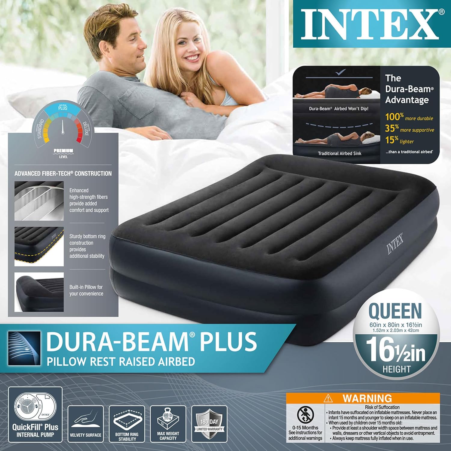 Intel Dura-Beam® Plus Pillow Rest Air Mattress 16.5 Intel Dura-Beam® Plus Pillow Rest Air Mattress 16.5